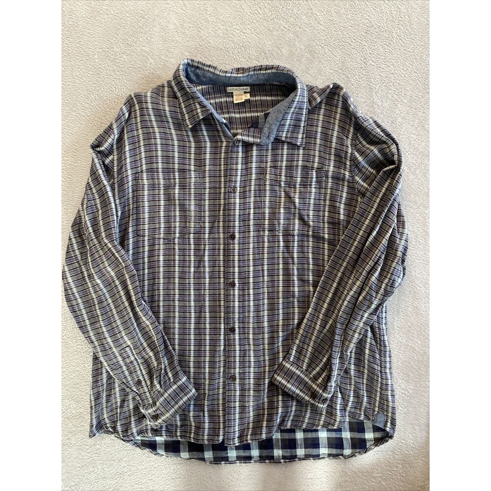 Carbon 2 Cobalt Shirt Men's XL long Sleeve Flannel Double Cloth Layer Shirt Blue